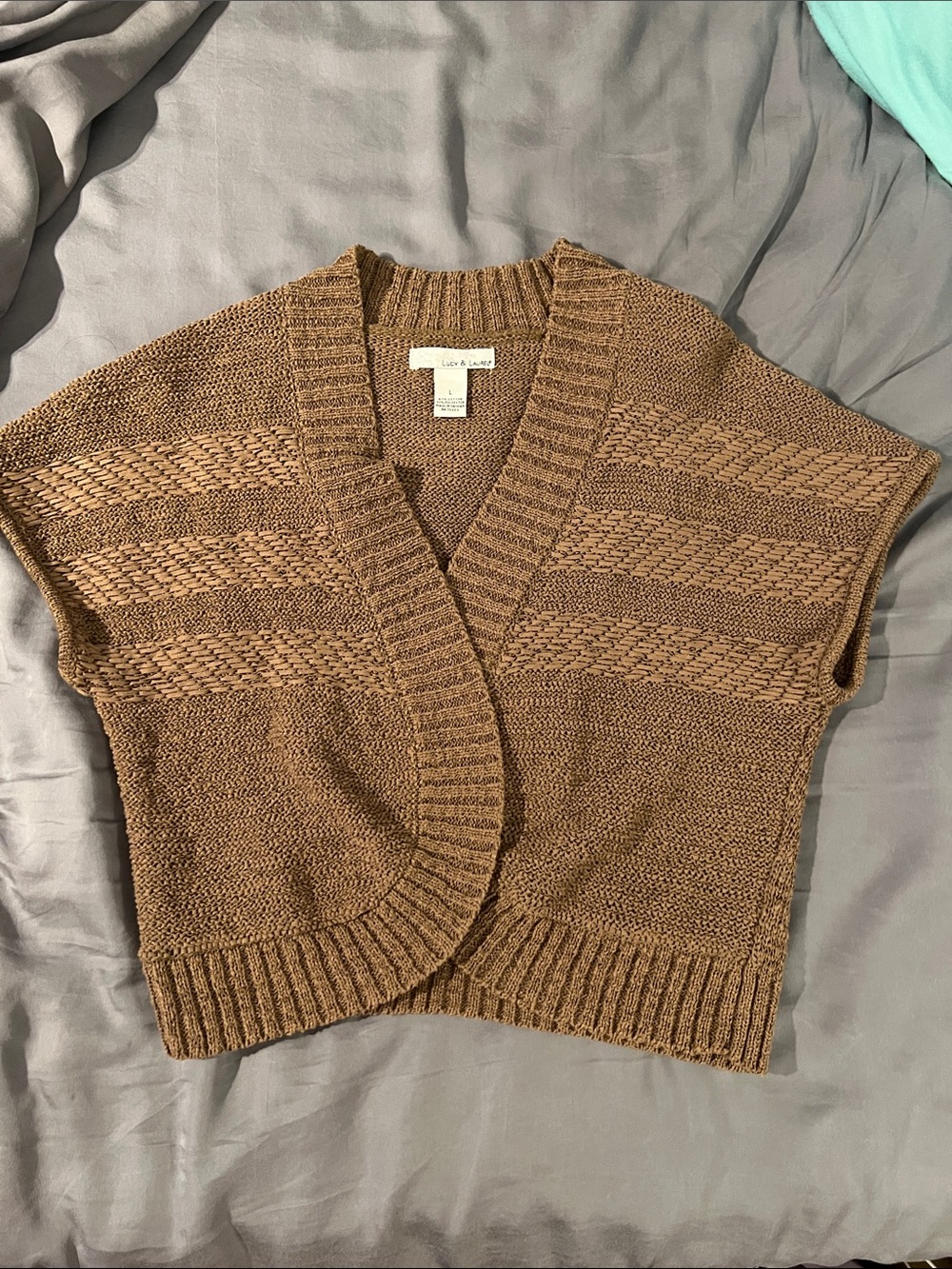 BRAND NEW Anthropologie Cropped Cable-Detail Knit Vest in Tan